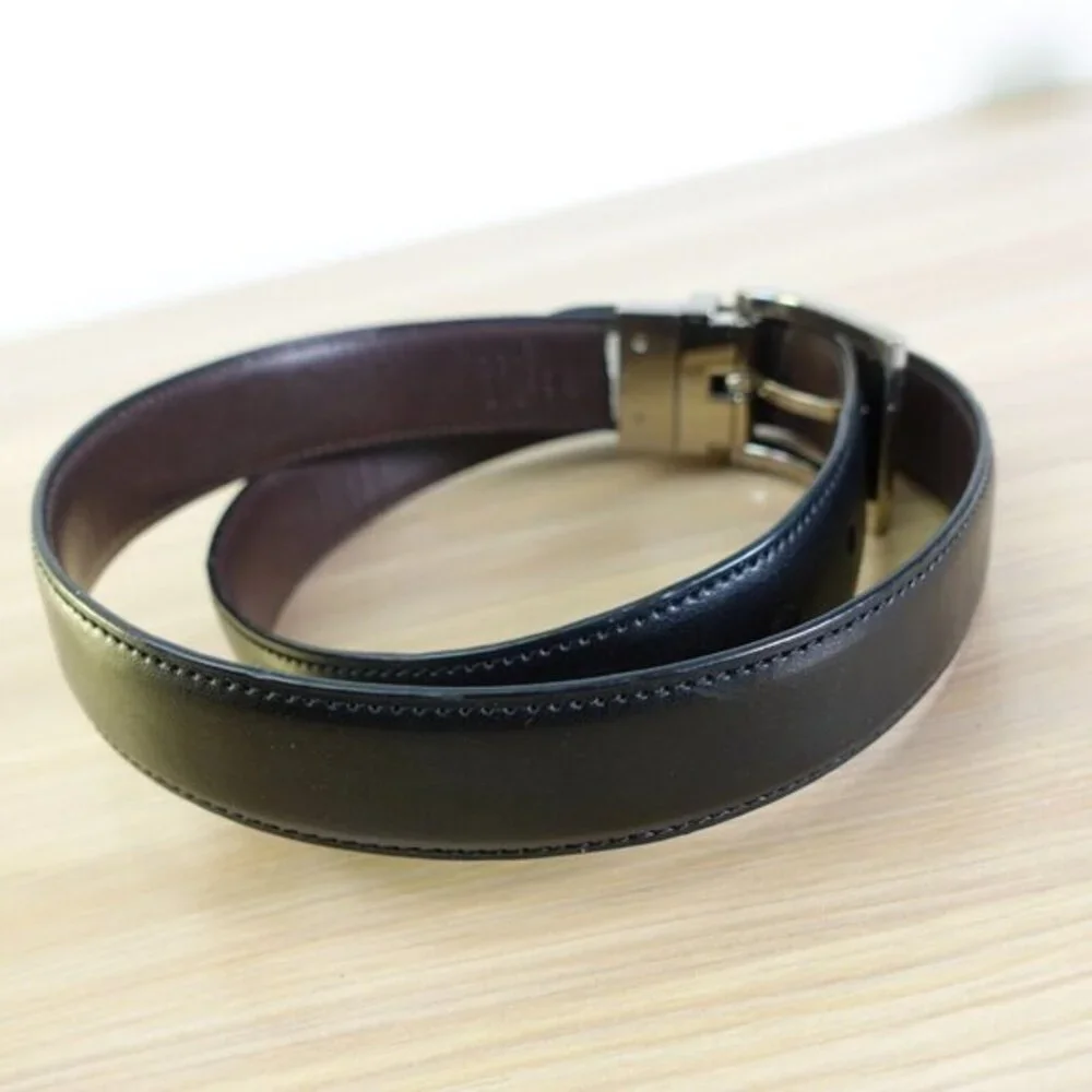Classic Black Dress Belt Men‎ 32 Faux Leather NAUTICA Reversible Buckle Handmade